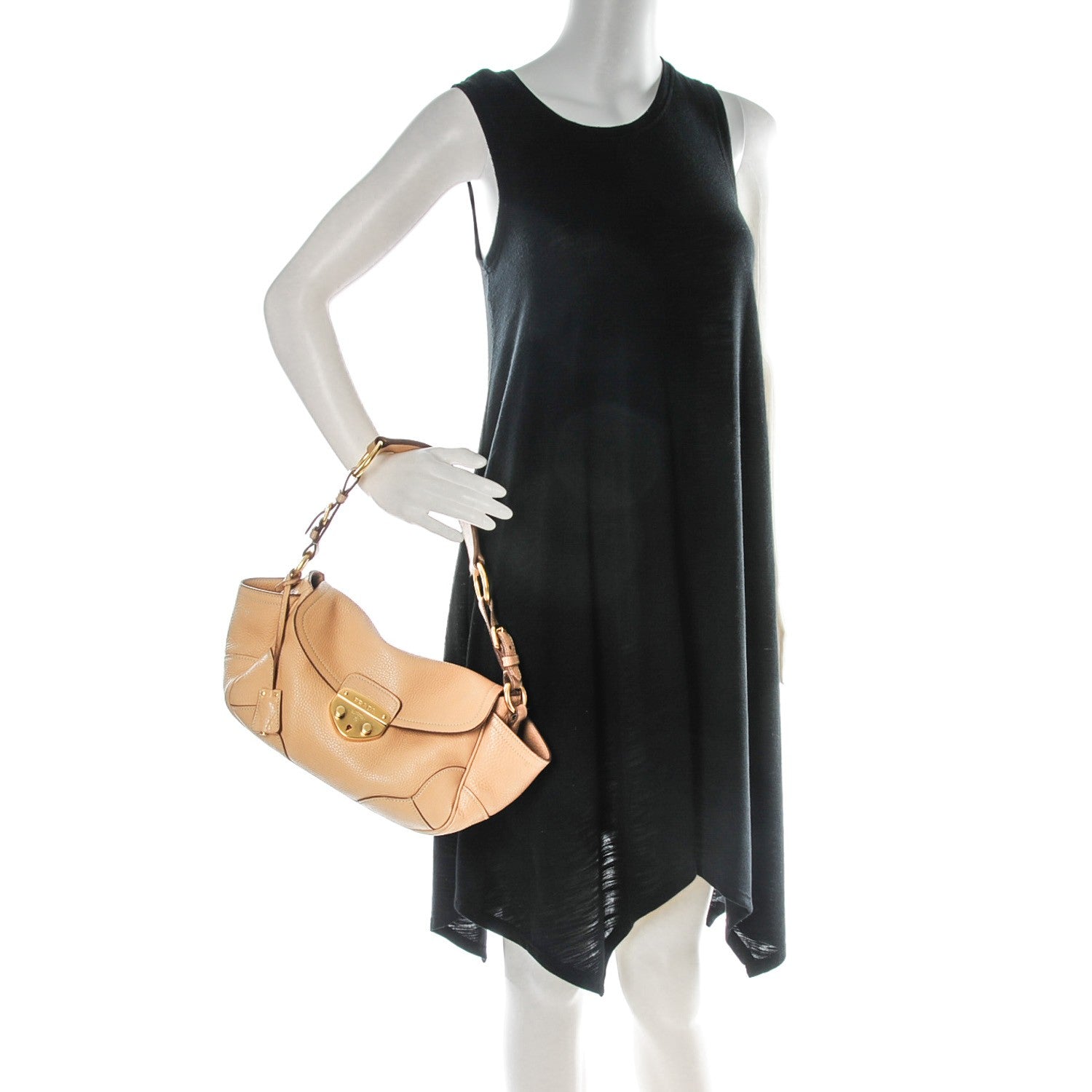 Prada Vitello Daino Shoulder Bag Sabbia 2 of 12