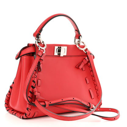 Fendi Vitello Seta Century Nappa Whipstitch Mini Peekaboo Iconic Satchel Fiamma 3 of 10