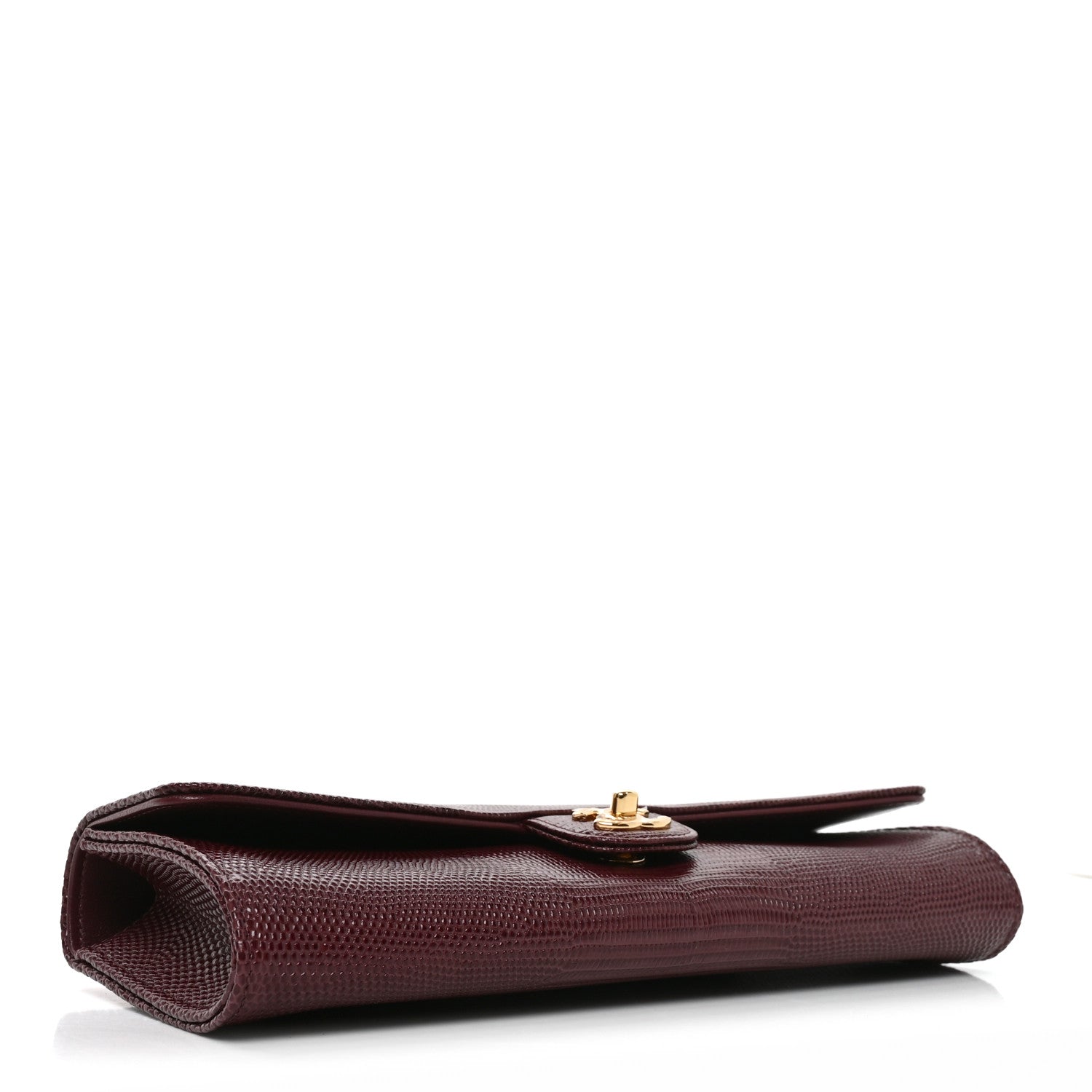 Chanel Calfskin Lizard Embossed Clutch With Chain  Bordeaux 4 of 12