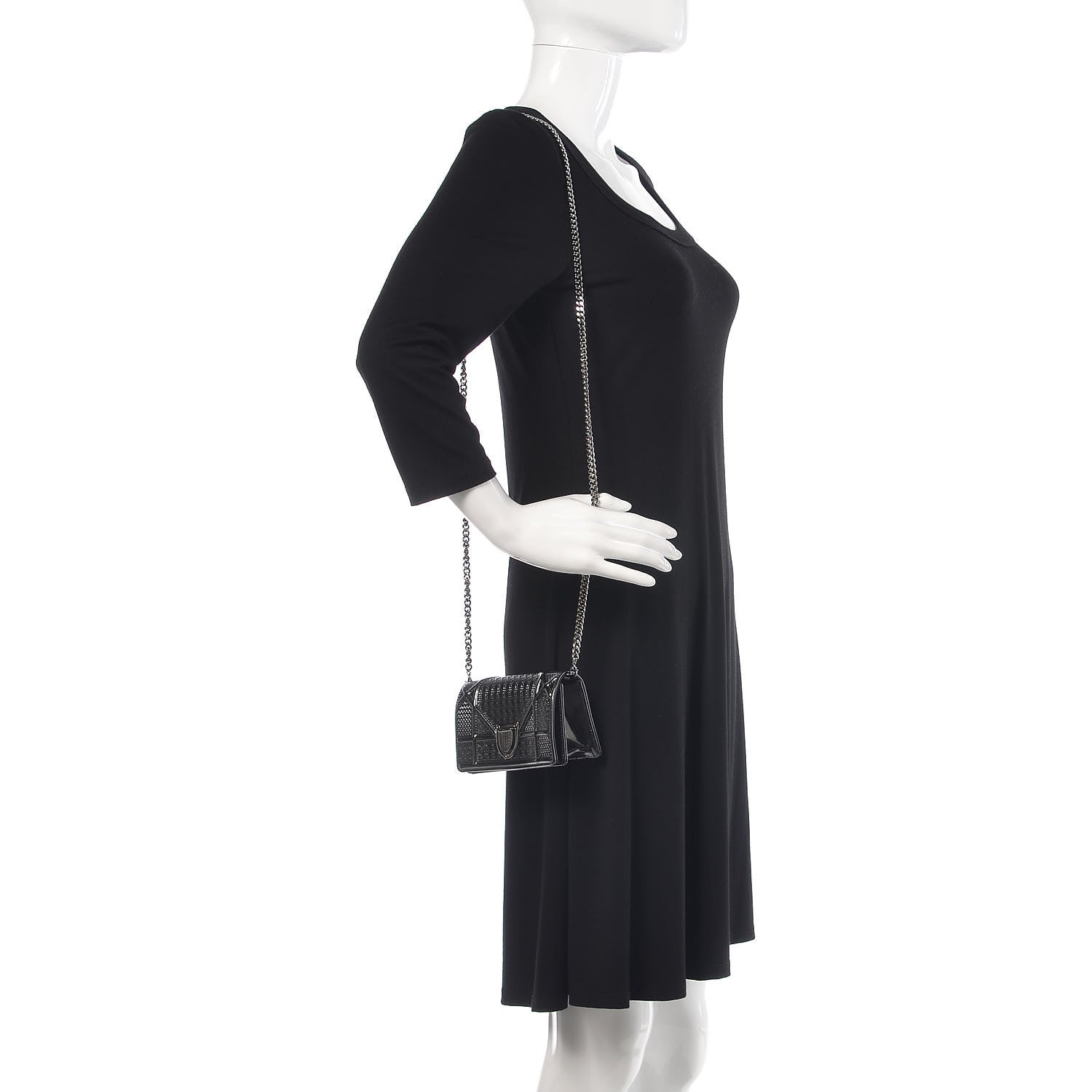 Christian Dior Metallic Patent Micro-Cannage Baby Diorama Flap Bag Onyx Black 2 of 10