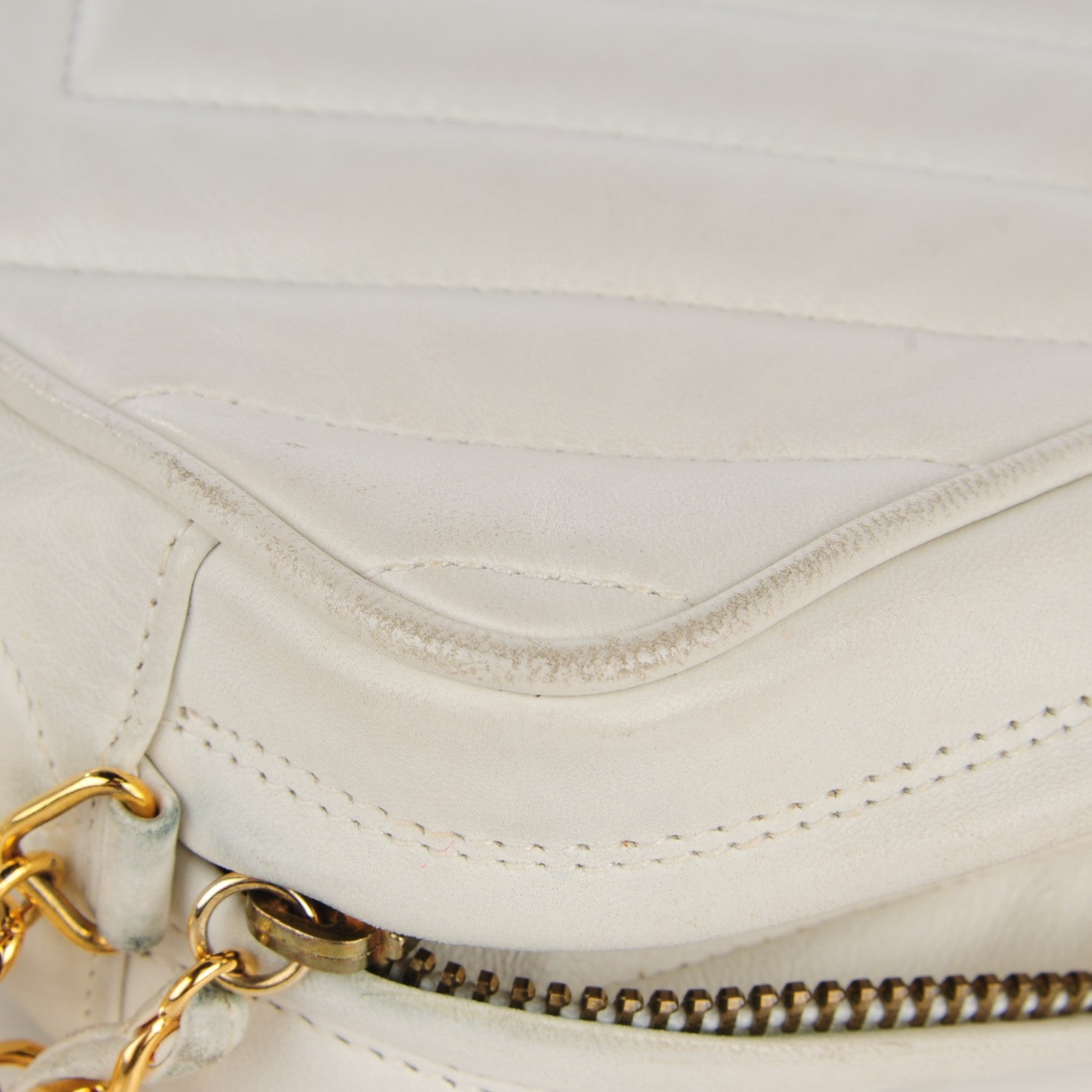 Chanel Lambskin Chevron Medium Tassel Camera Case White 14 of 14
