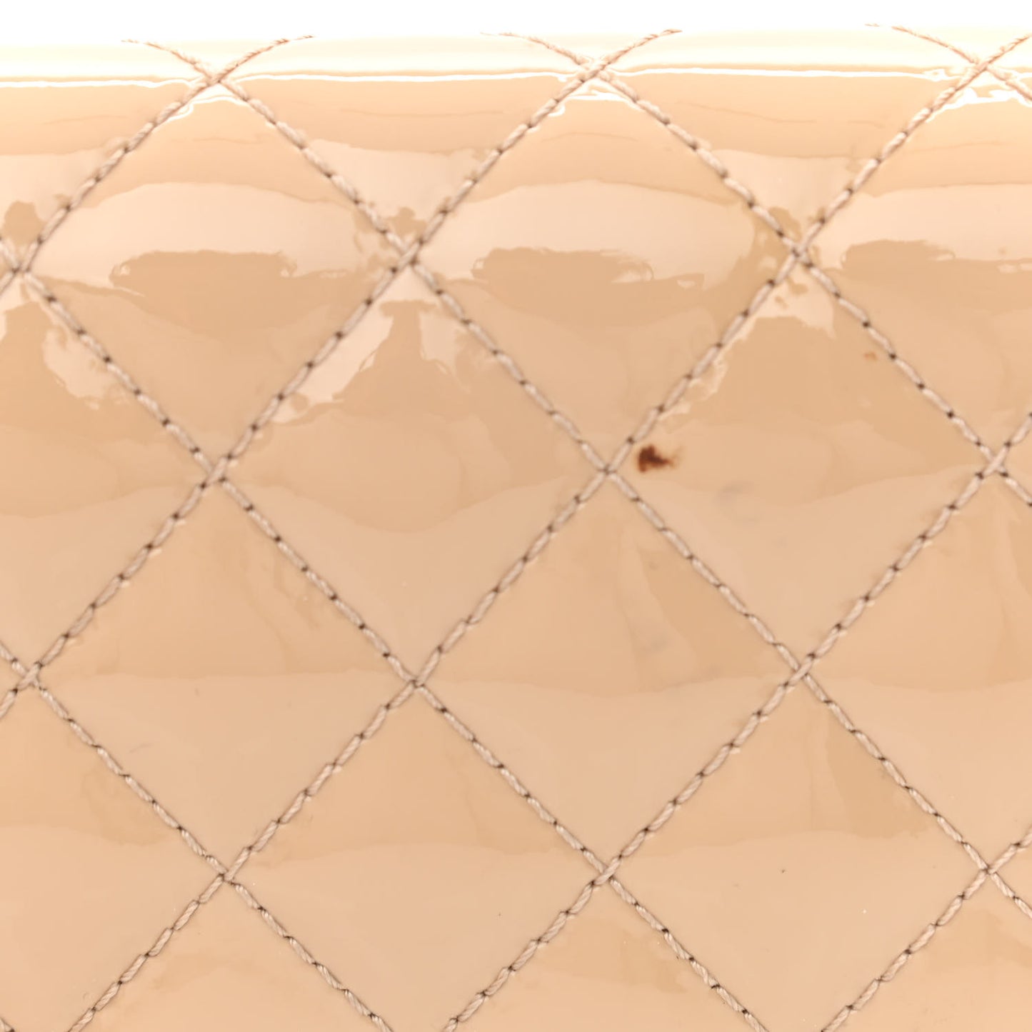 Patent Quilted Golden Class Wallet on Chain WOC Light Beige