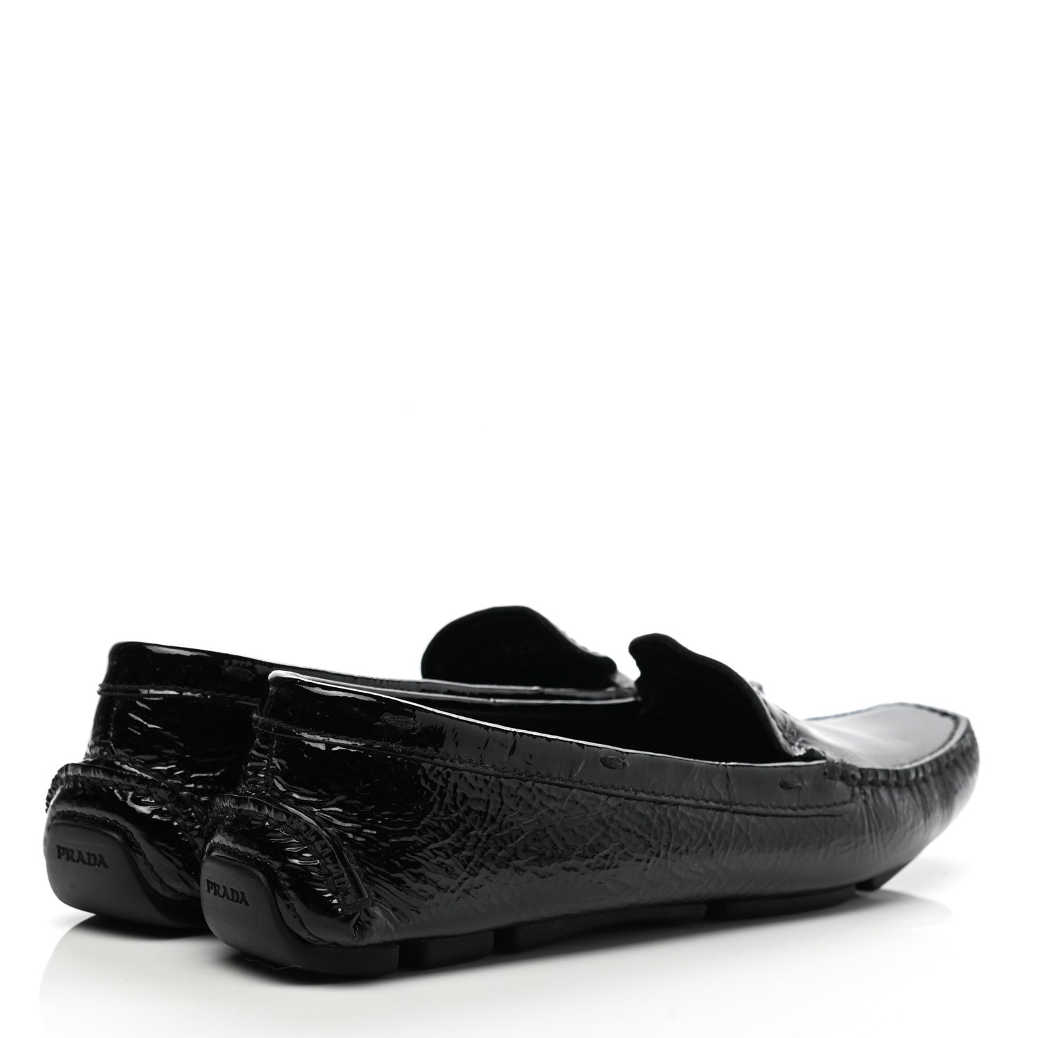 Prada Patent Calfskin Logo Loafers 37.5 Black 4 of 10