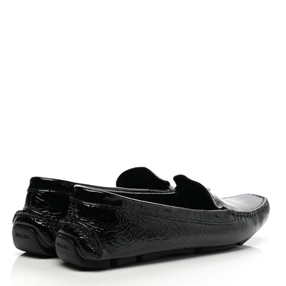 Prada Patent Calfskin Logo Loafers 37.5 Black 4 of 10