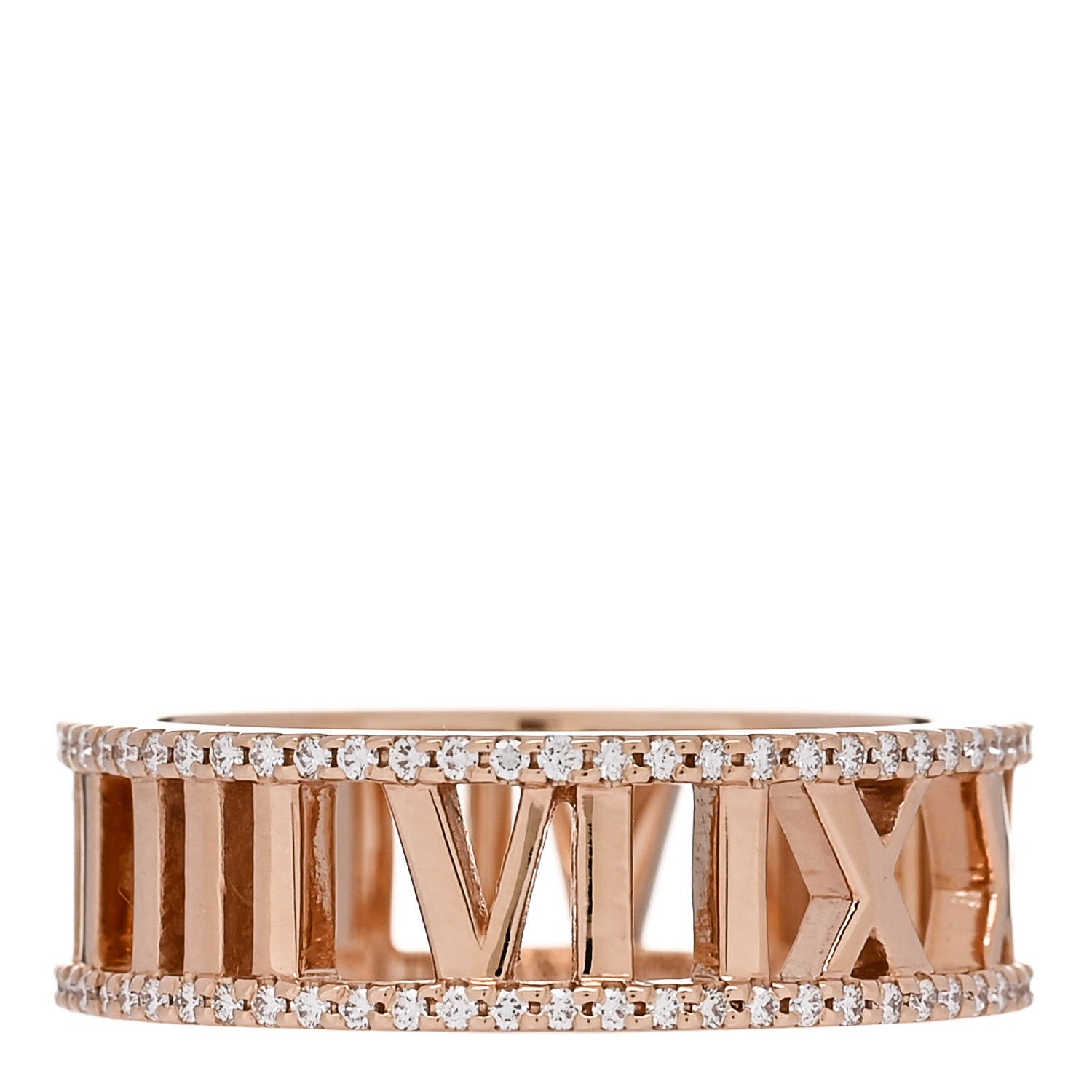 Tiffany 18K Rose Gold Diamond Atlas Open Pave Ring 56 7.75 1 of 4