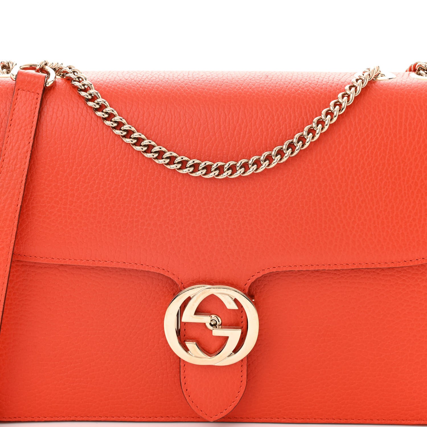 Gucci Dollar Calfskin Interlocking G Shoulder Bag Sun Orange 8 of 10