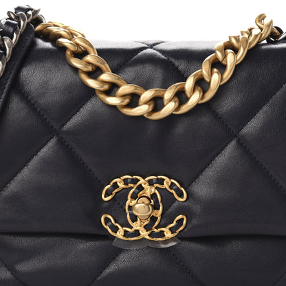 Chanel Goatskin Quilted Medium Chanel 19 Flap Navy Blue 10 of 10