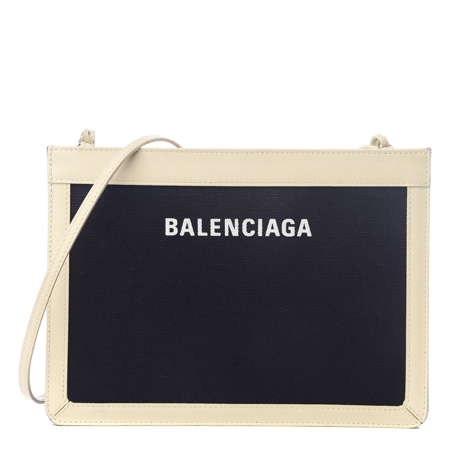 Cotton Canvas Pochette Crossbody Bag Black White