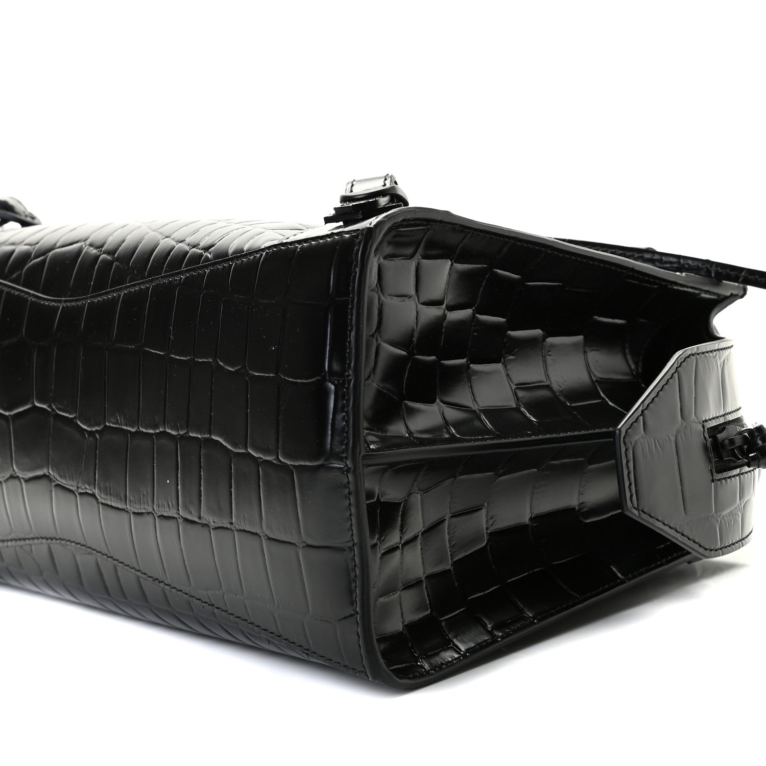 Balenciaga Semi Shiny Calfskin Crocodile Embossed Neo Classic Black Hardware S City Black 7 of 10