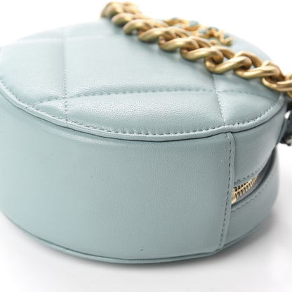 Chanel Goatskin Quilted 19 Round Clutch With Chain Light Blue 7 of 10