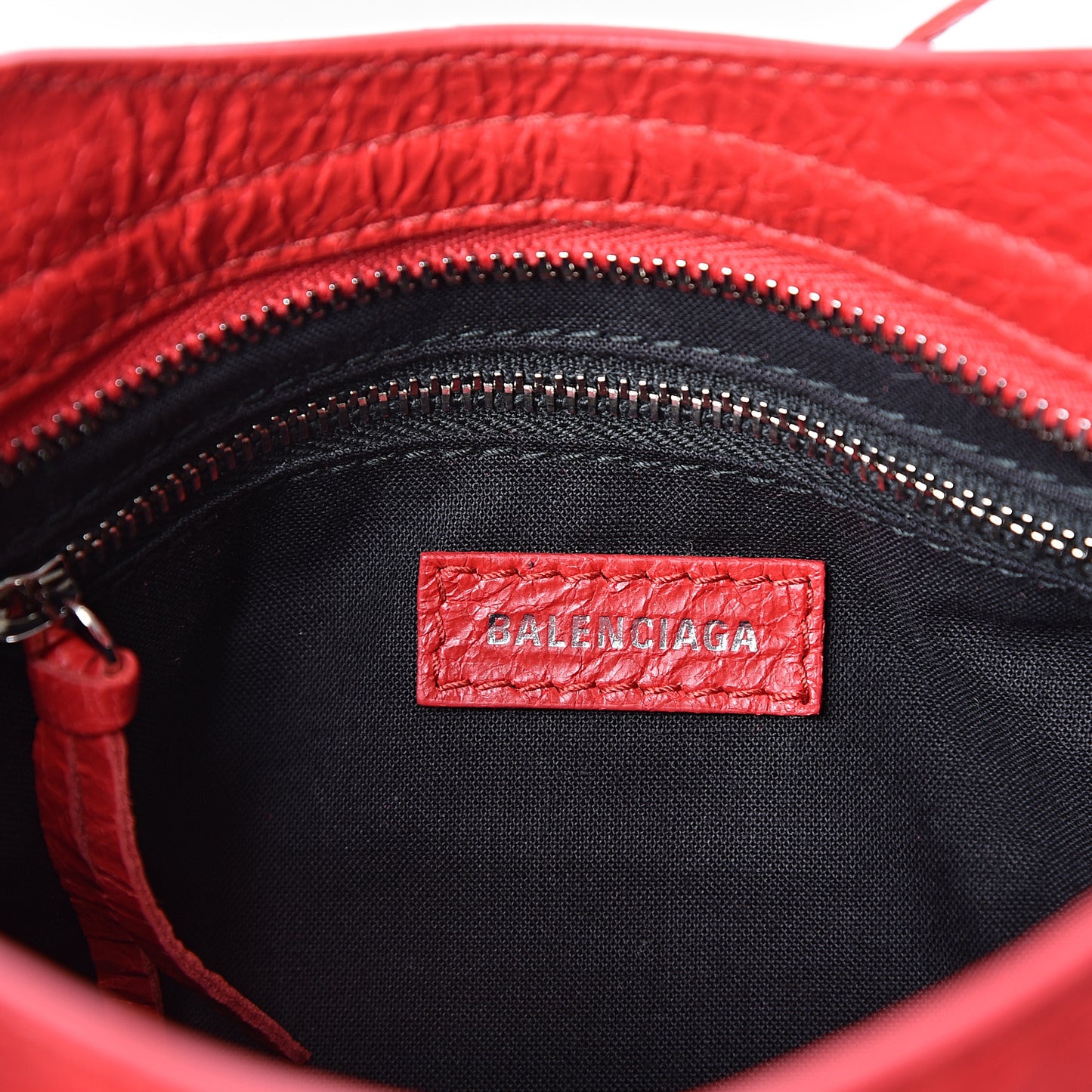 Agneau Classic Silver Hardware Mini City Logo Strap Red Black