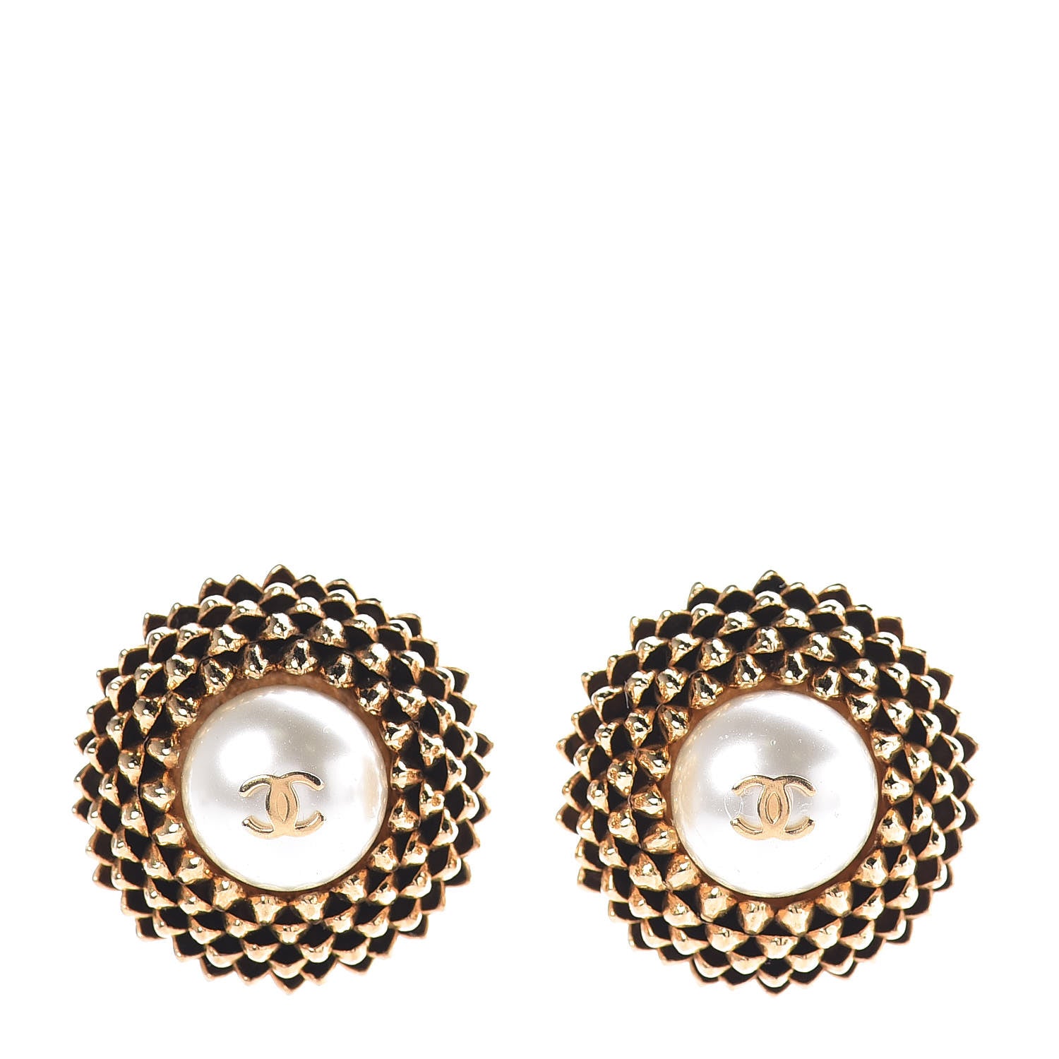 Chanel Pearl CC Clip On Earrings Gold 1 of 4