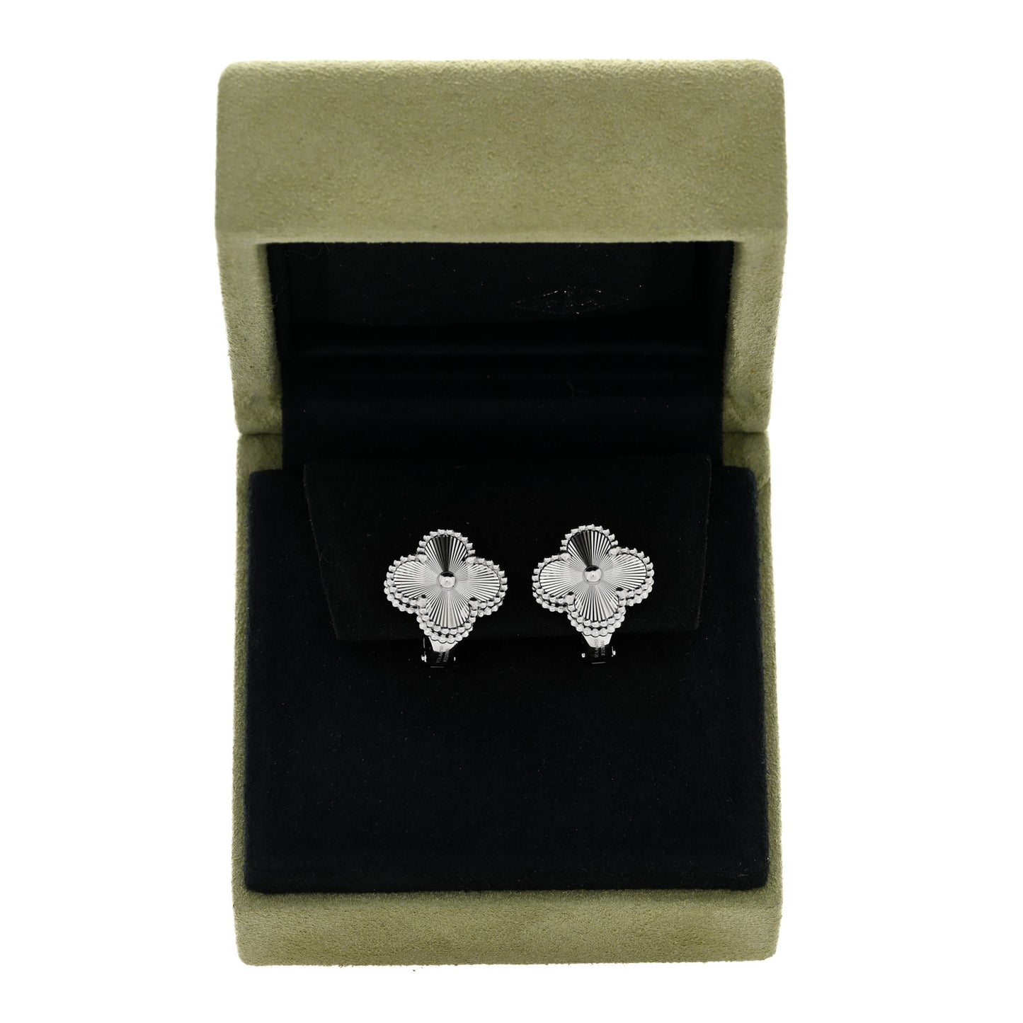 18K White Gold Guilloche Vintage Alhambra Earrings