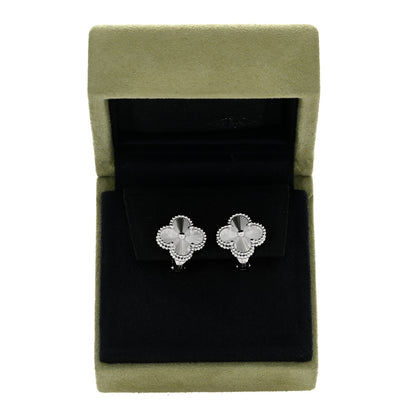 Van Cleef & Arpels 18K White Gold Guilloche Vintage Alhambra Earrings 5 of 5