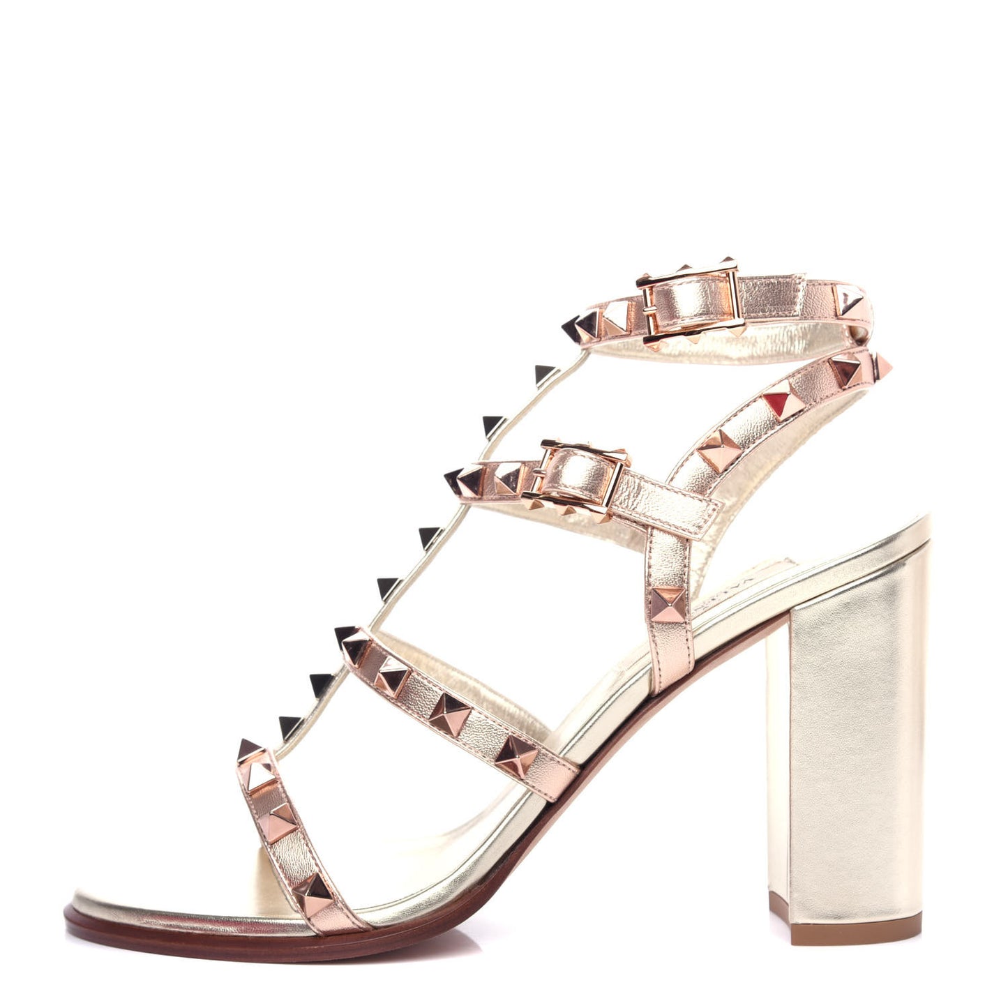 Metallic Nappa Rockstud 90mm City Sandals 37 Rame Platino