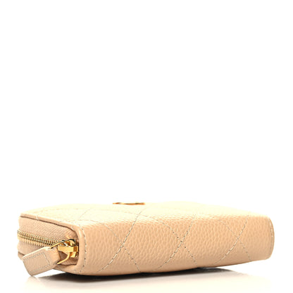 Chanel Caviar Quilted Zip Around Coin Purse Beige 4 of 9
