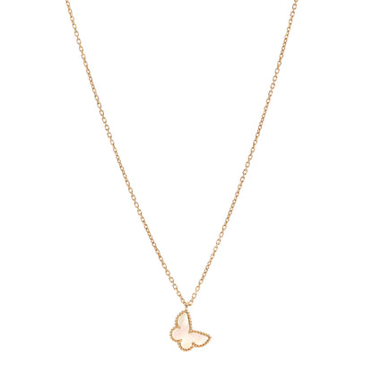 Van Cleef & Arpels 18K Yellow Gold Mother of Pearl Sweet Alhambra Butterfly Pendant Necklace 1 of 6