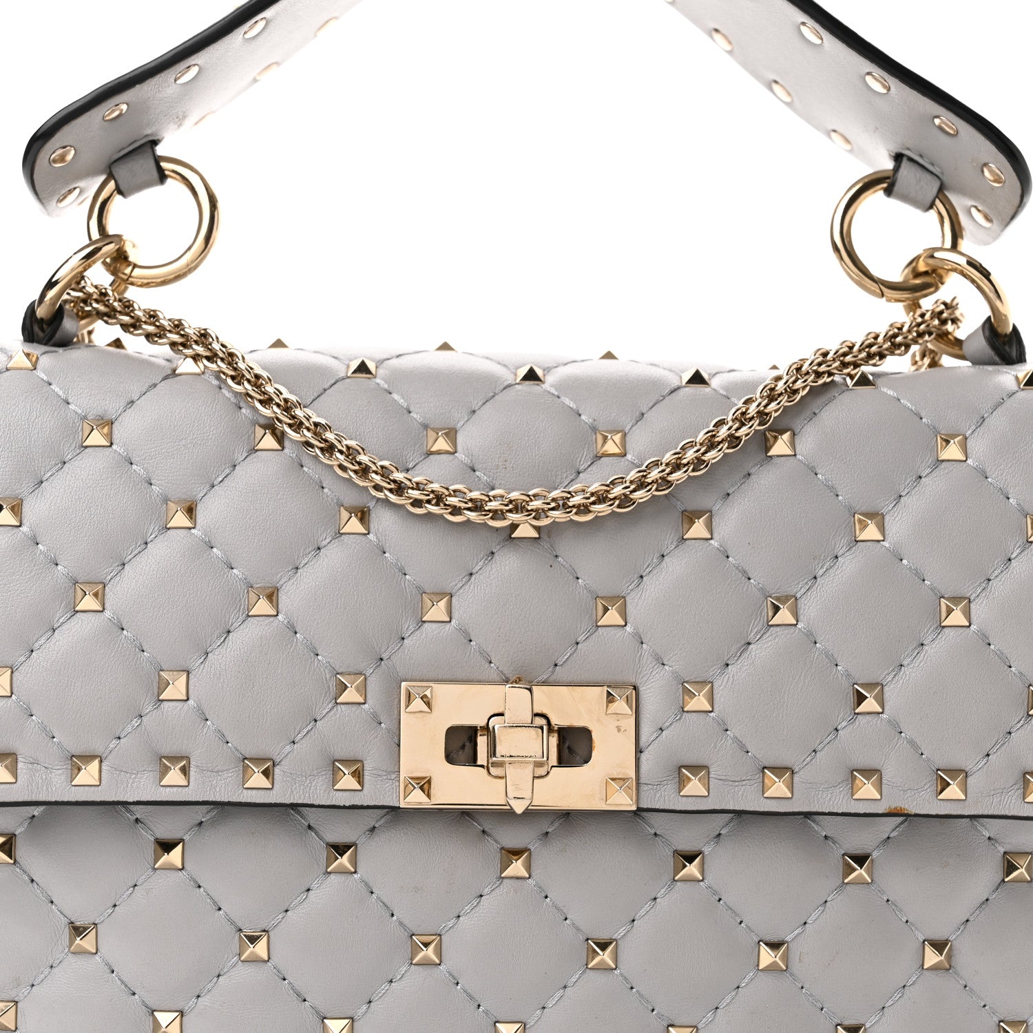 Valentino Garavani Nappa Medium Rockstud Spike Shoulder Bag Pastel Grey 7 of 9