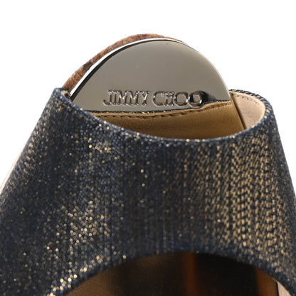 Jimmy Choo Metallic Crushed Patent Cork Prova Wedge Sandals 38.5 Navy 7 of 7