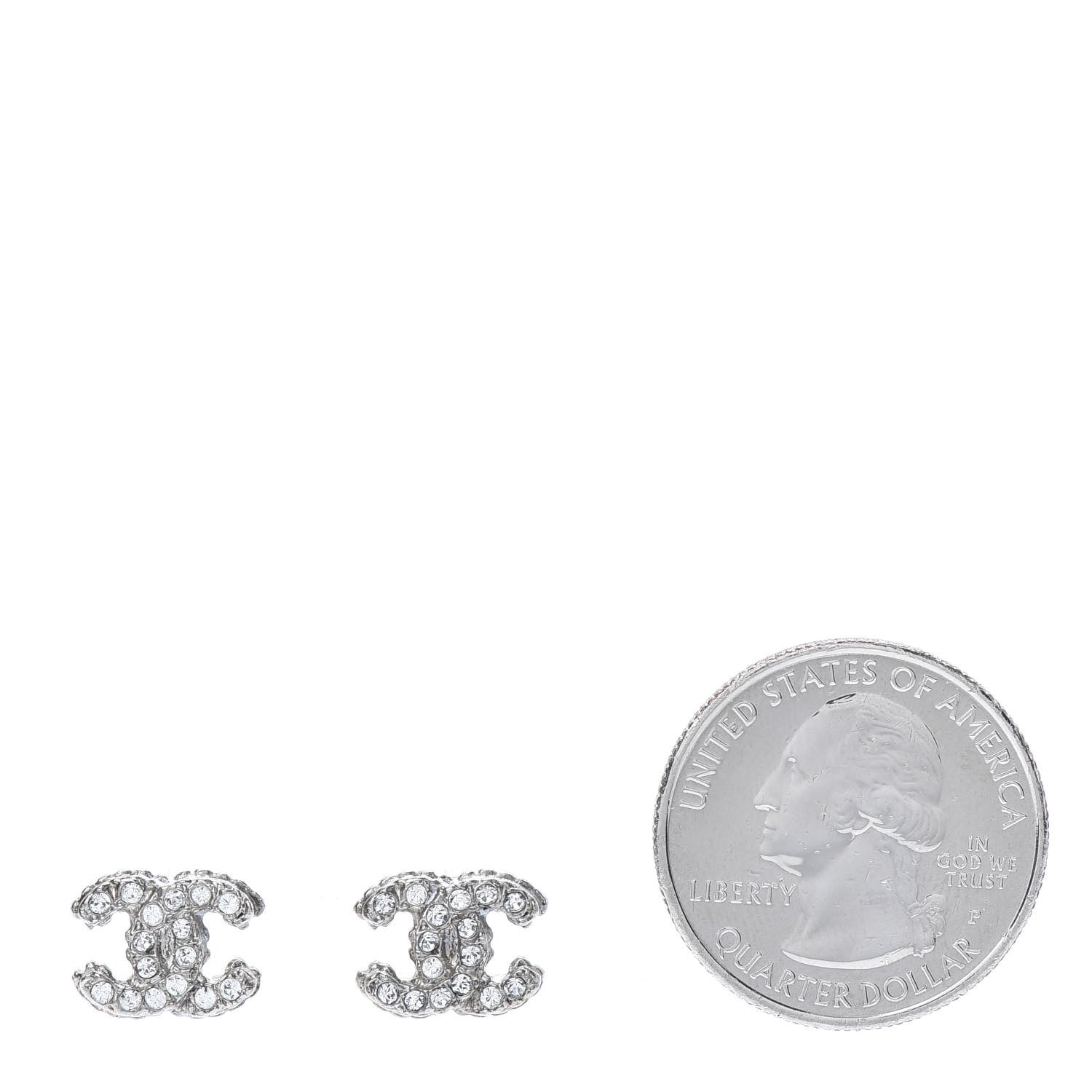 Chanel Crystal Mini Timeless CC Earrings Silver 2 of 5