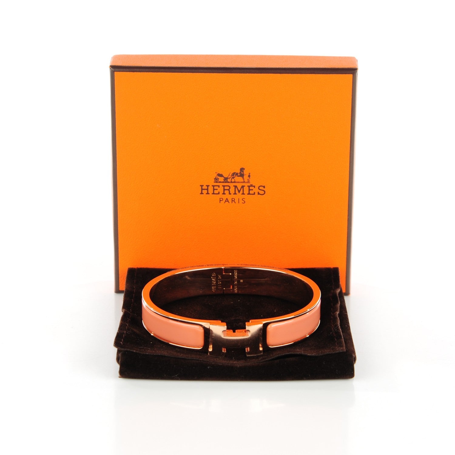 Hermes Enamel Narrow Clic Clac H Bracelet GM Rose Saumon 13 of 14