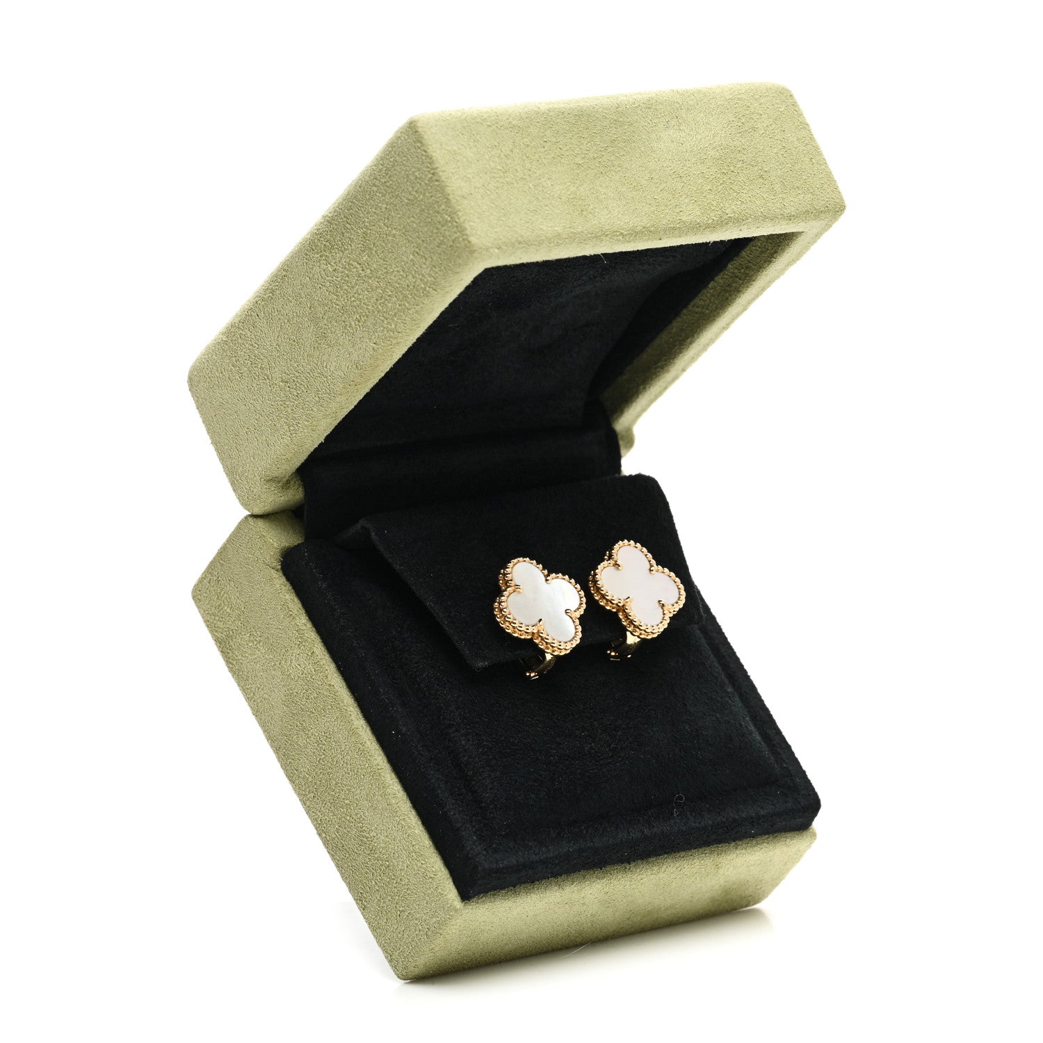Van Cleef & Arpels 18K Yellow Gold Mother of Pearl Vintage Alhambra Earrings 5 of 5