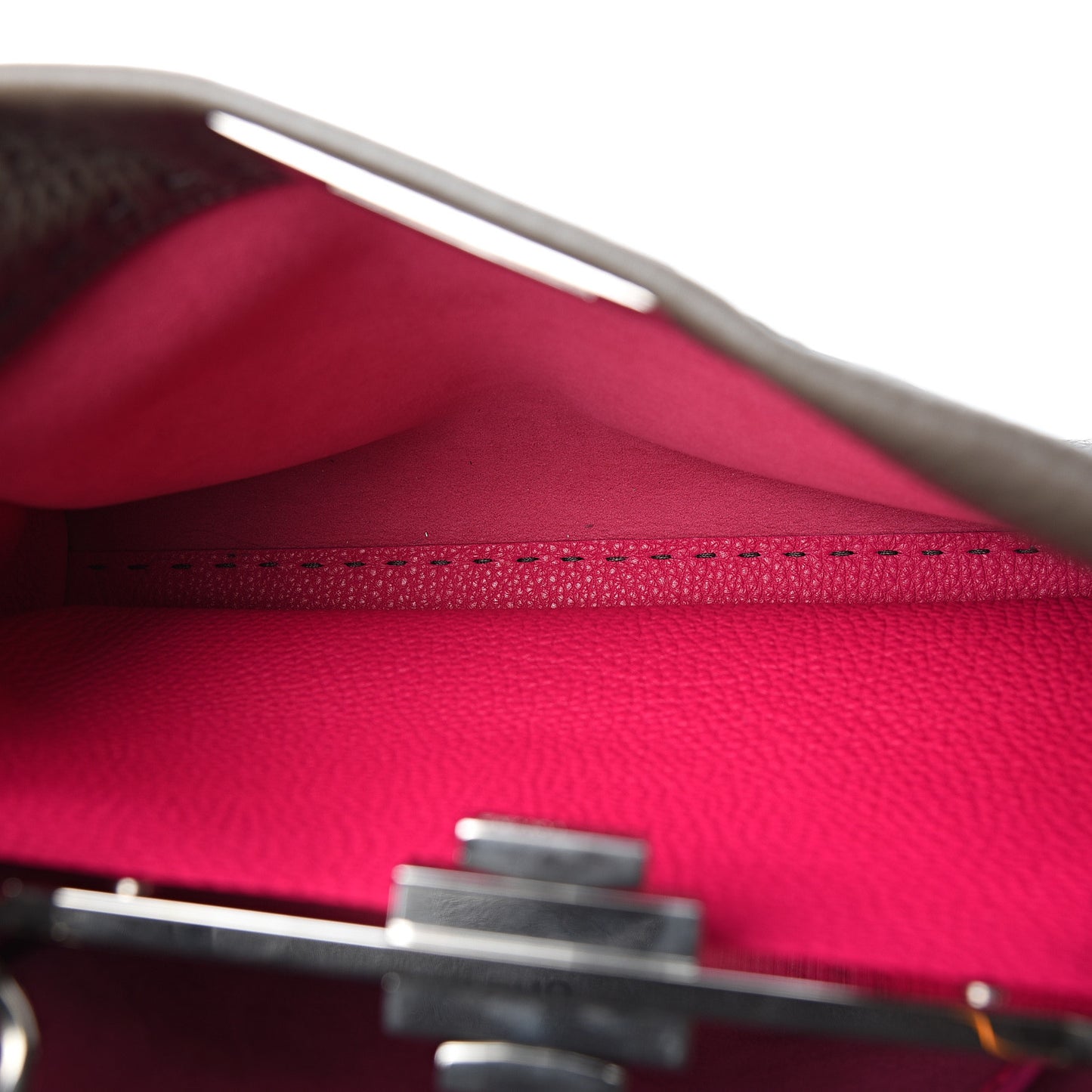Cuoio Romano Alcantara Selleria Medium Peekaboo Iconic Satchel Grey Fuchsia