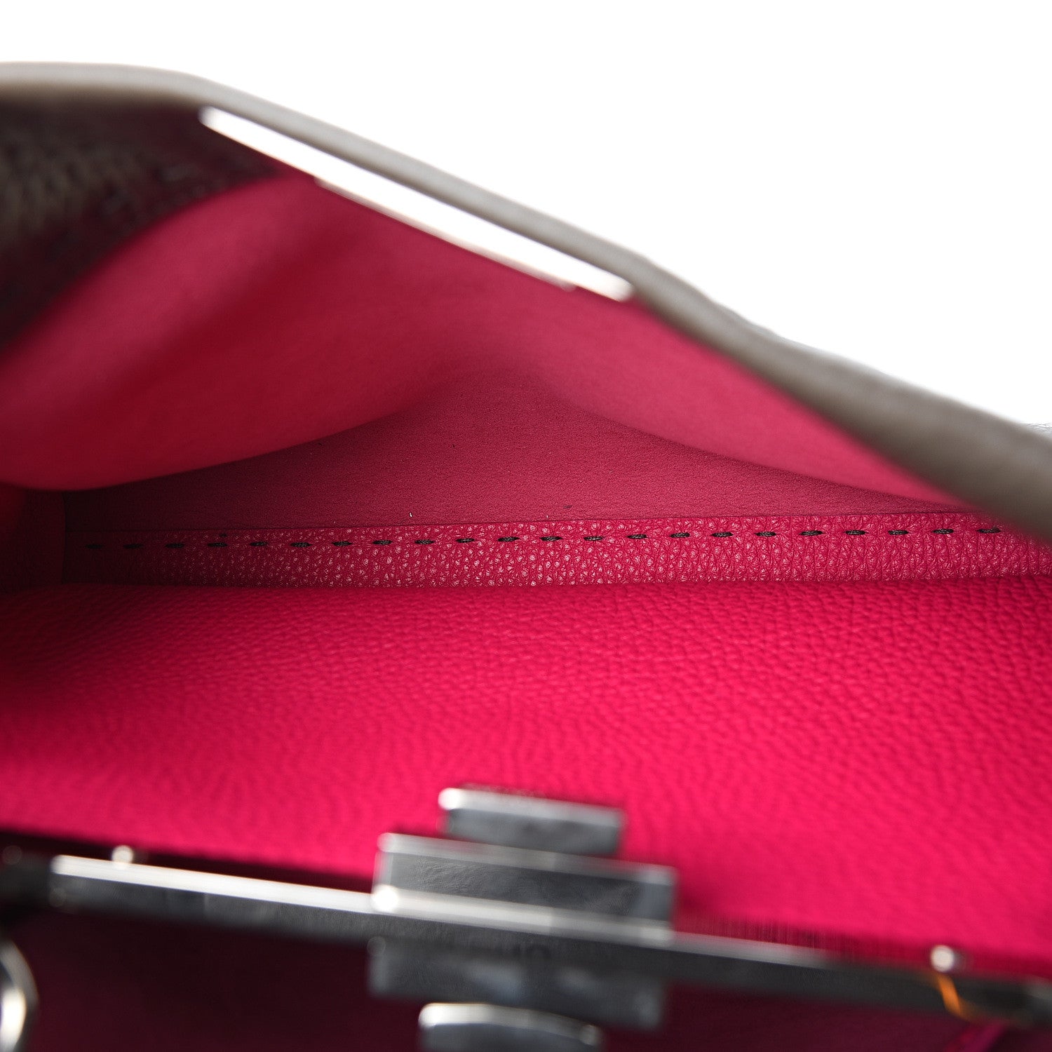Fendi Cuoio Romano Alcantara Selleria Medium Peekaboo Iconic Satchel Grey Fuchsia 5 of 10