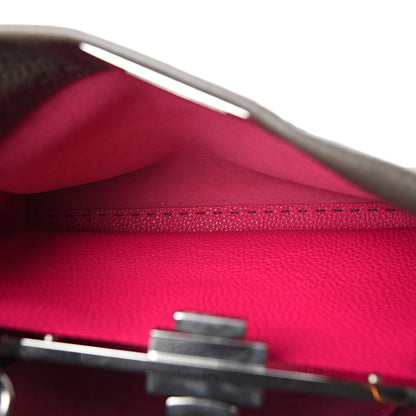Fendi Cuoio Romano Alcantara Selleria Medium Peekaboo Iconic Satchel Grey Fuchsia 5 of 10