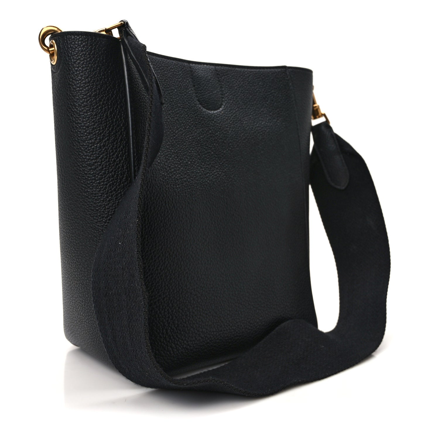 Soft Grained Calfskin Small Sangle Bucket Bag Black
