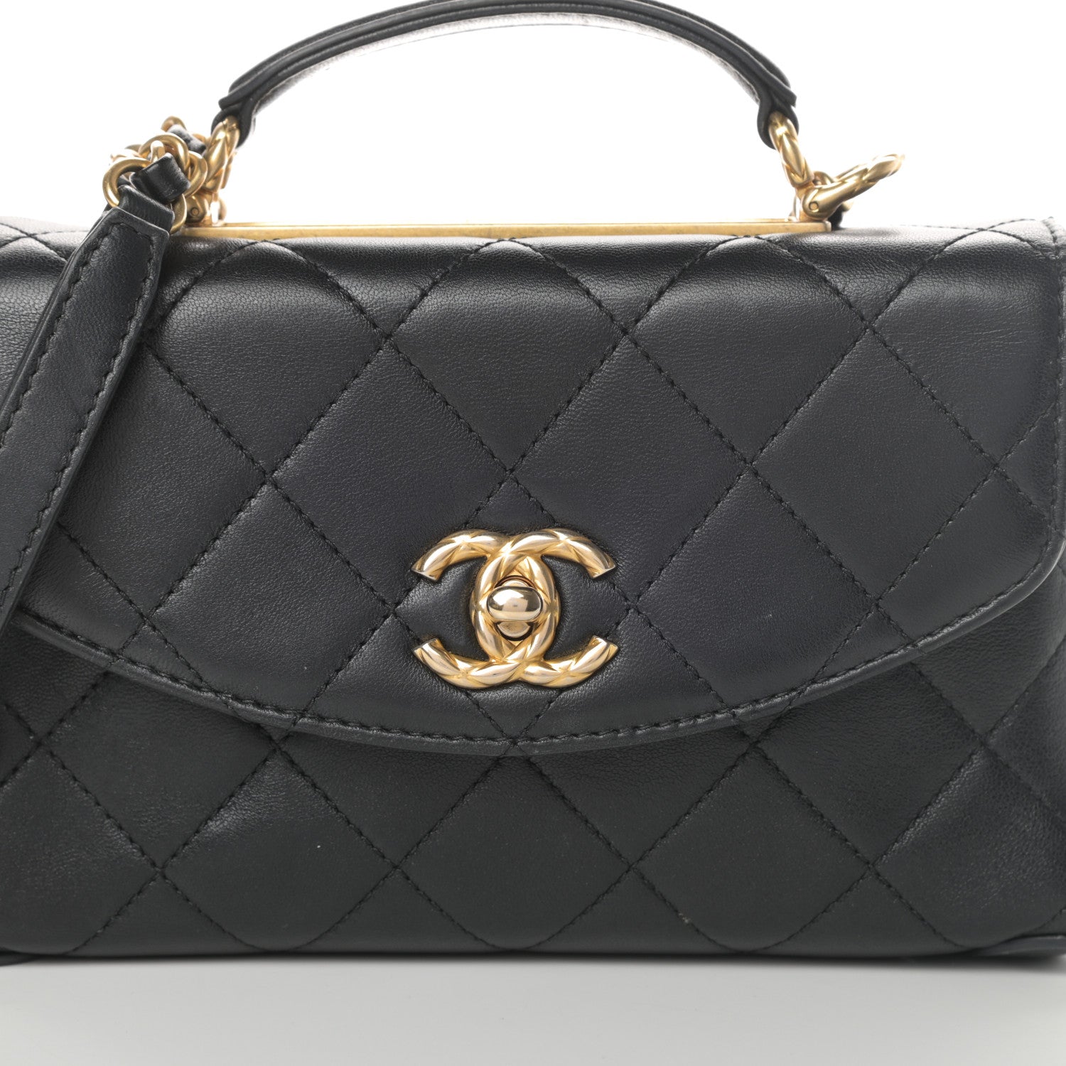 Chanel Lambskin Quilted Mini Trendy Spirit Top Handle Flap Black 8 of 15