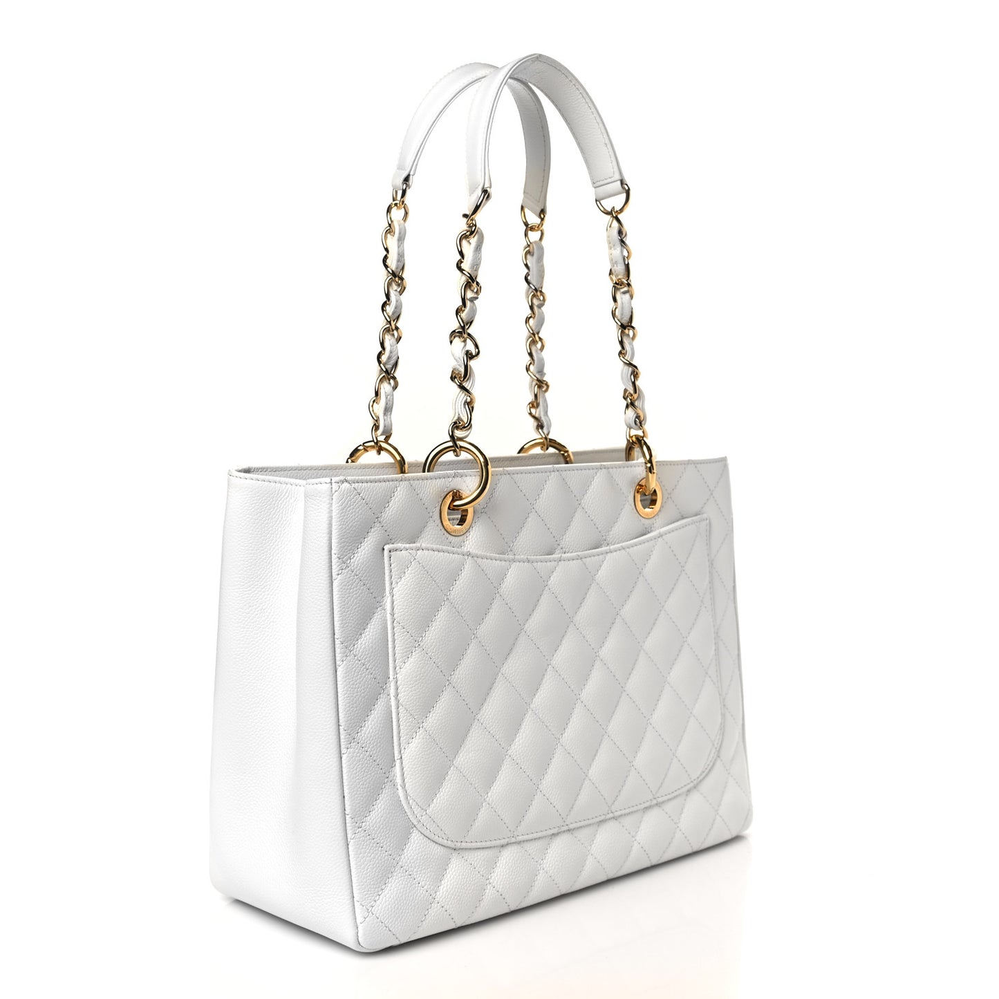 Caviar Quilted Grand Shopping Tote GST White