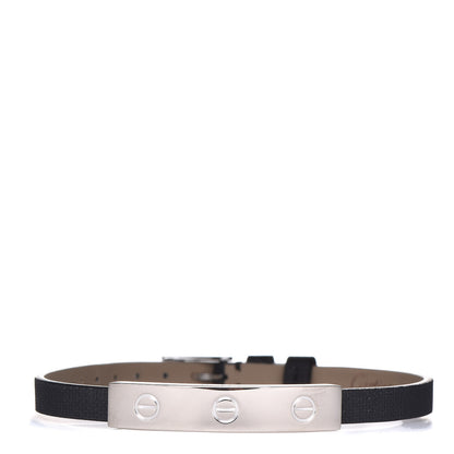 Cartier 18K White Gold Calfskin 3 Motif LOVE Bracelet Black 1 of 6
