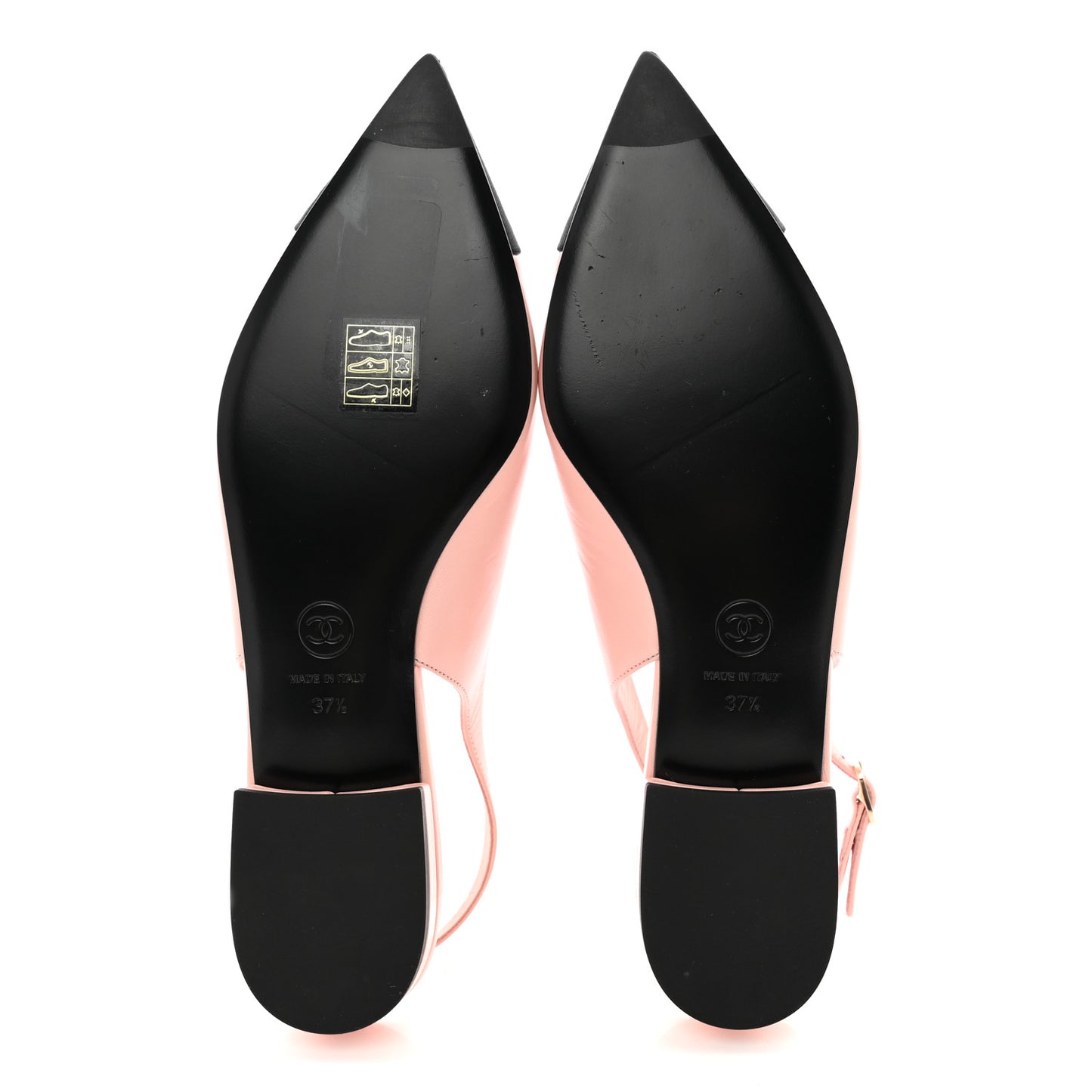 Lambskin Pointed Toe CC Slingback Flats 37.5 Pink Black