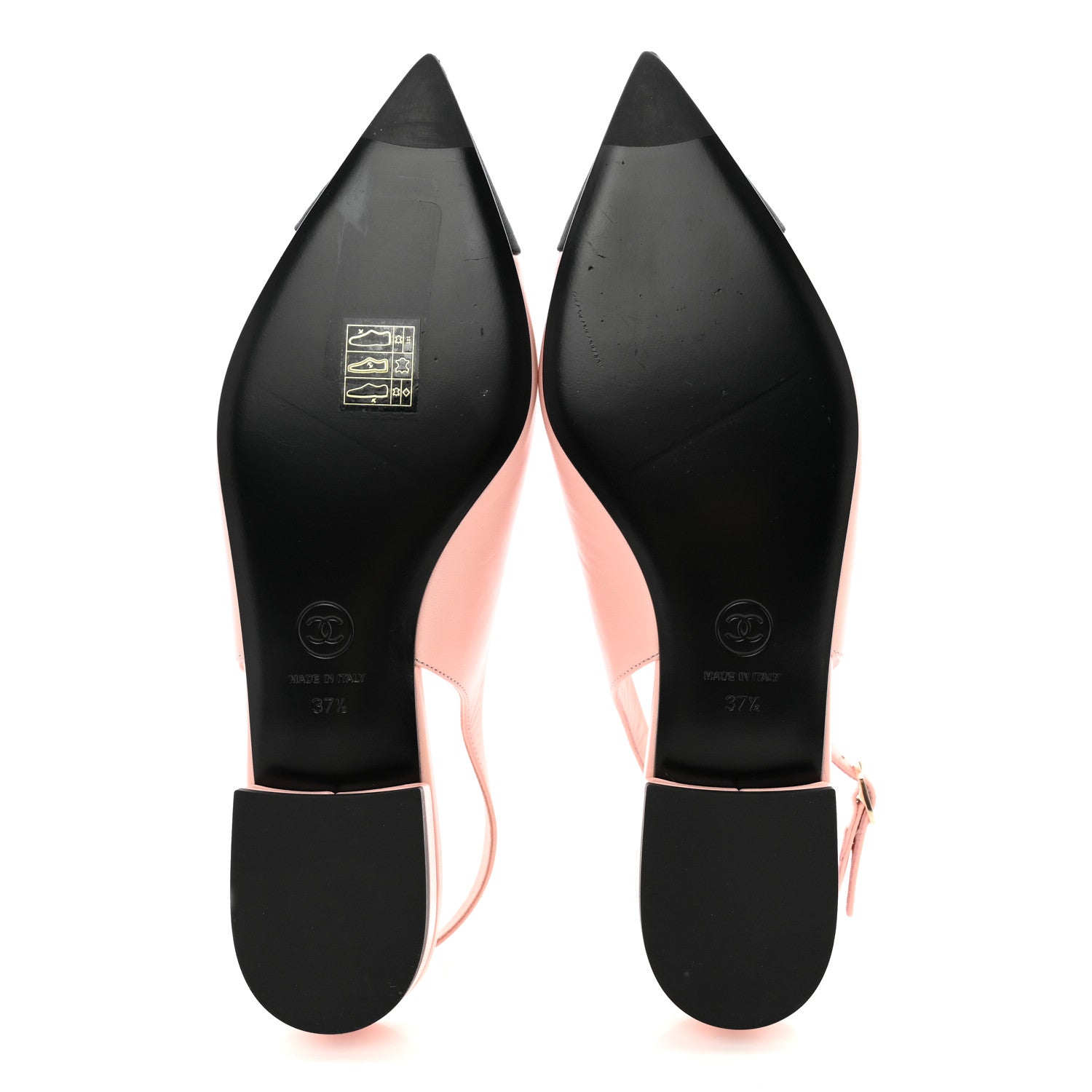 Chanel Lambskin Pointed Toe CC Slingback Flats 37.5 Pink Black 5 of 11