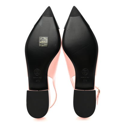 Chanel Lambskin Pointed Toe CC Slingback Flats 37.5 Pink Black 5 of 11