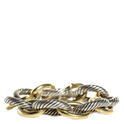 David Yurman Sterling Silver 18K Yellow Gold 17mm Extra Large Oval Link Bracelet 5 of 9