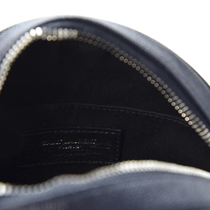 Saint Laurent Grain De Poudre Matelasse Chevron Quilted Round Vinyle Camera Bag Deep Marine 7 of 8