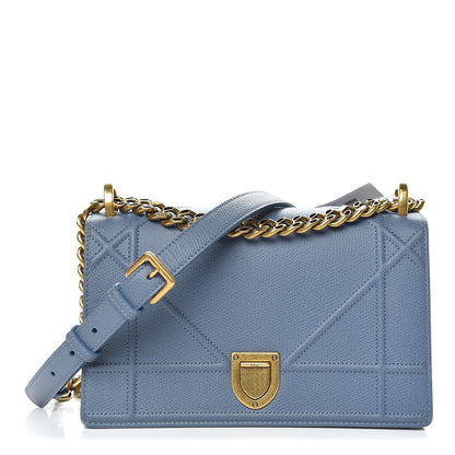 Christian Dior Grained Calfskin Small Diorama Flap Bag Denim 1 of 12