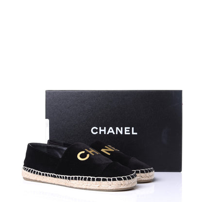 Chanel Velvet Logo Espadrilles 36 Black 10 of 10