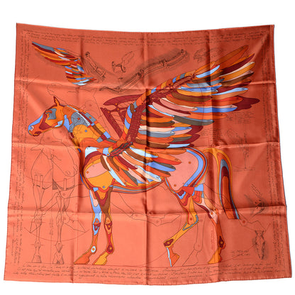 Hermes Silk Le Pegase Scarf 90 Terracotta Bleu Bordeaux 2 of 7