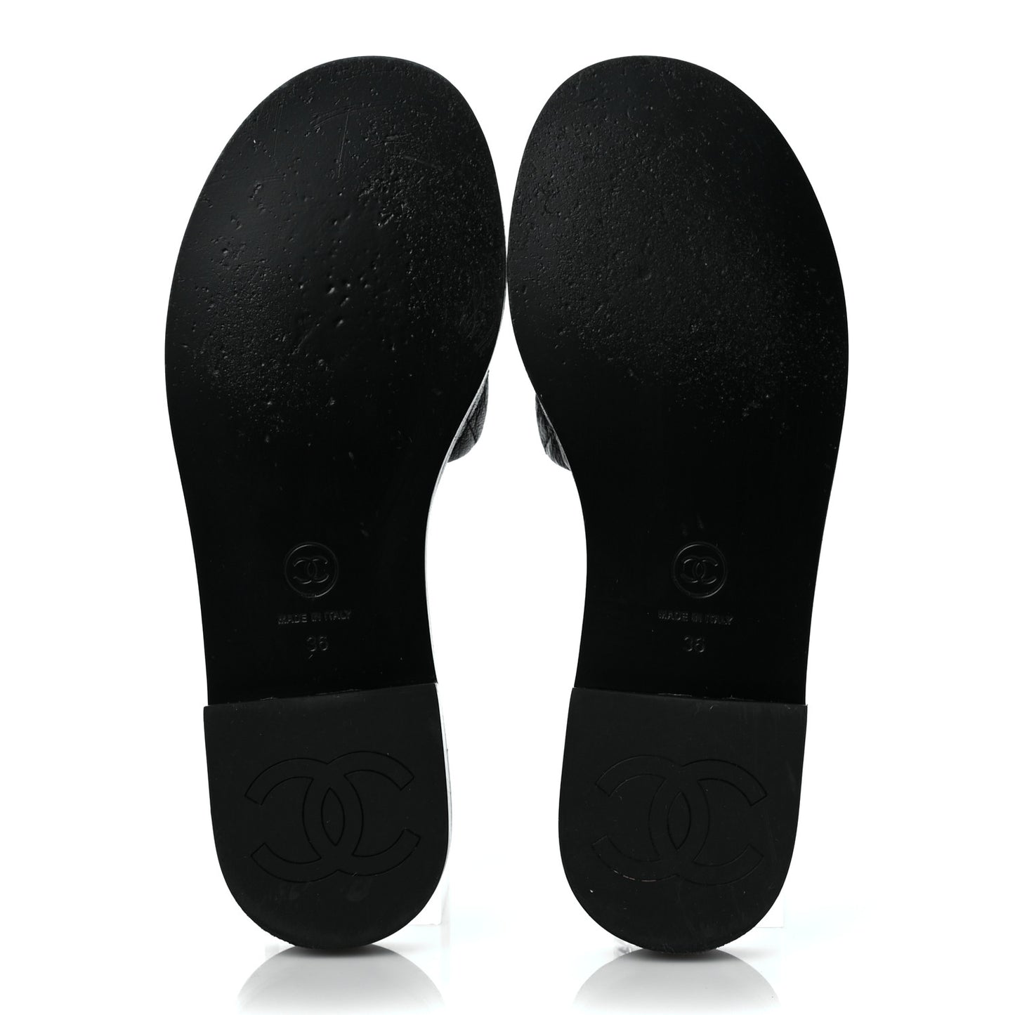 Shiny Goatskin Quilted CC Mules Sandals 36 Black