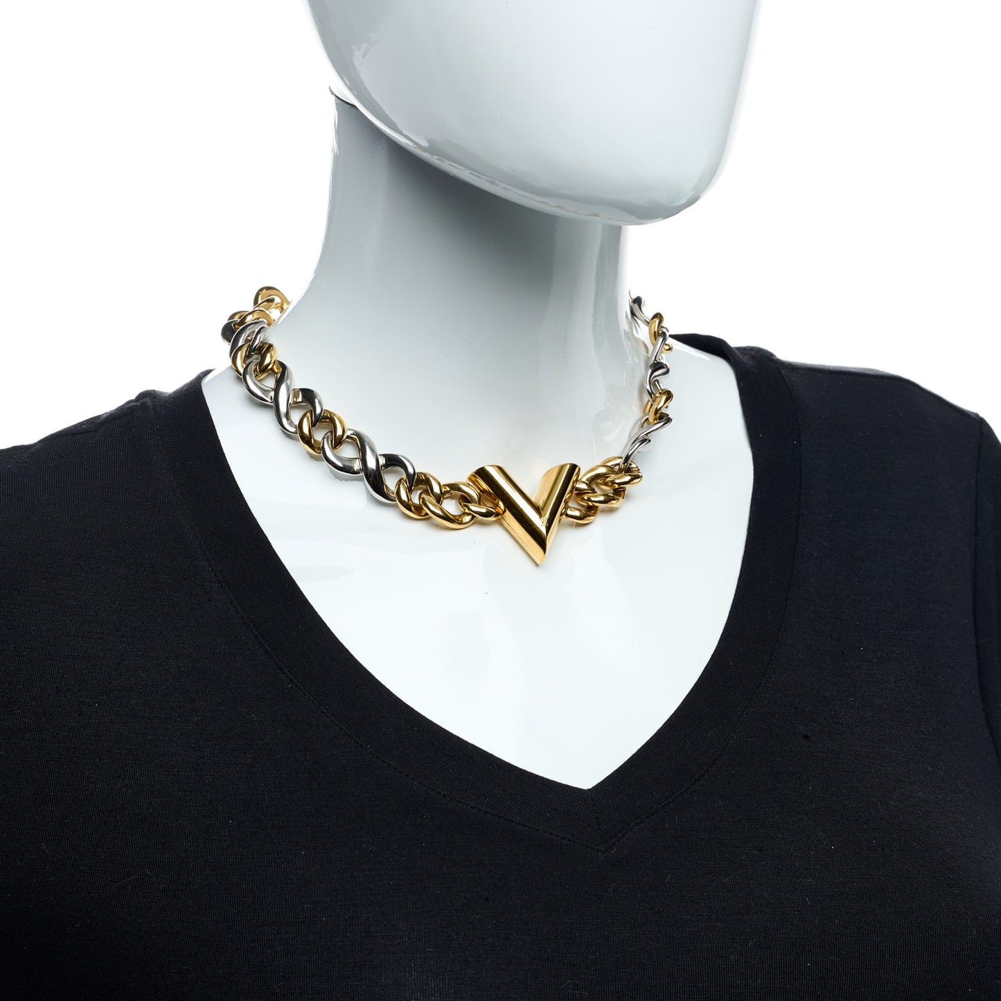 V Chain Necklace Silver Gold