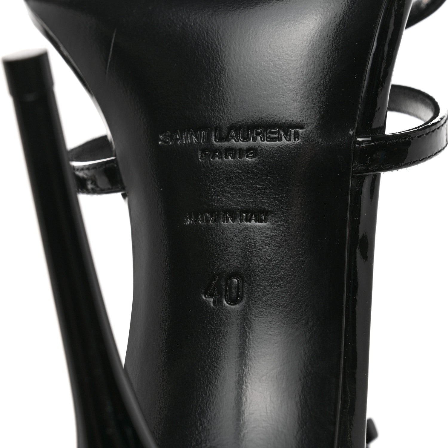 Saint Laurent Patent Cassandra 100 Ankle Strap Sandals 40 Black 8 of 8