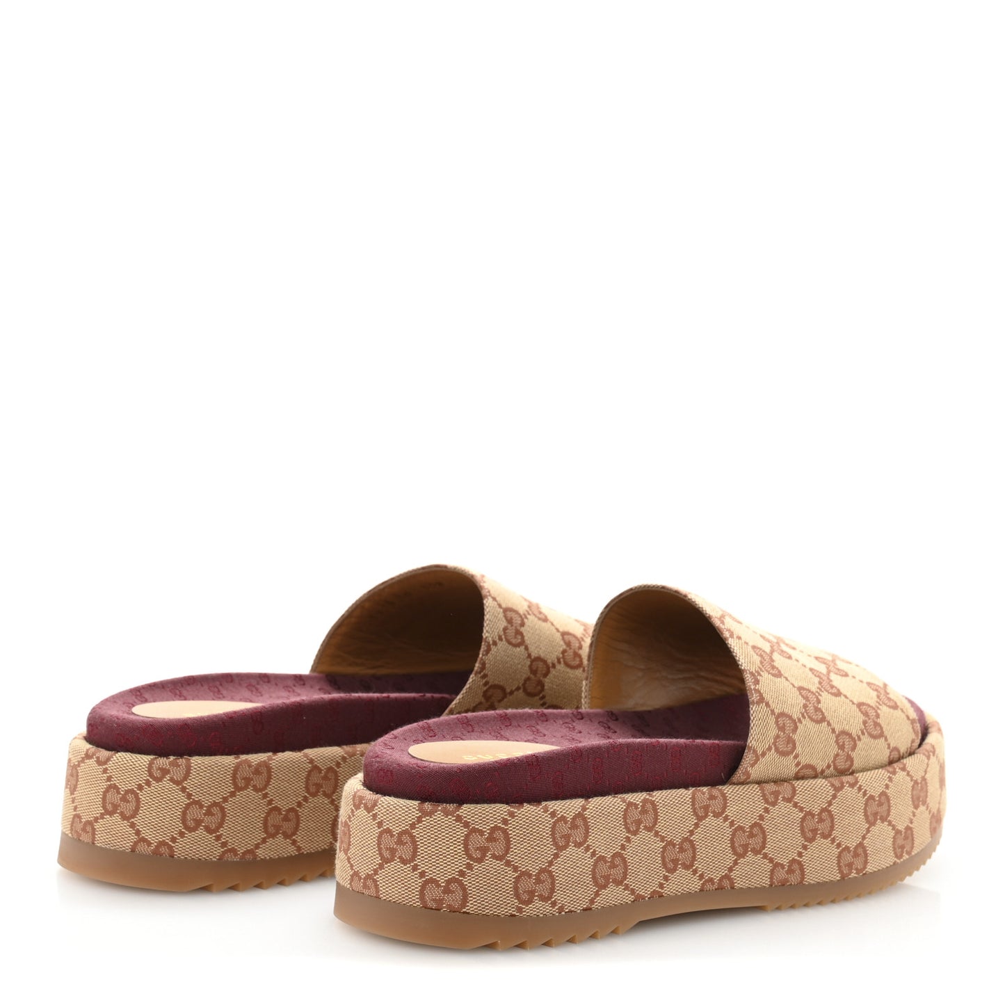 Canvas GG Monogram Angelina Platform Slide Sandals 40 Beige Ruggine