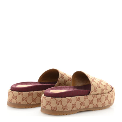 Gucci Canvas GG Monogram Angelina Platform Slide Sandals 40 Beige Ruggine 5 of 9