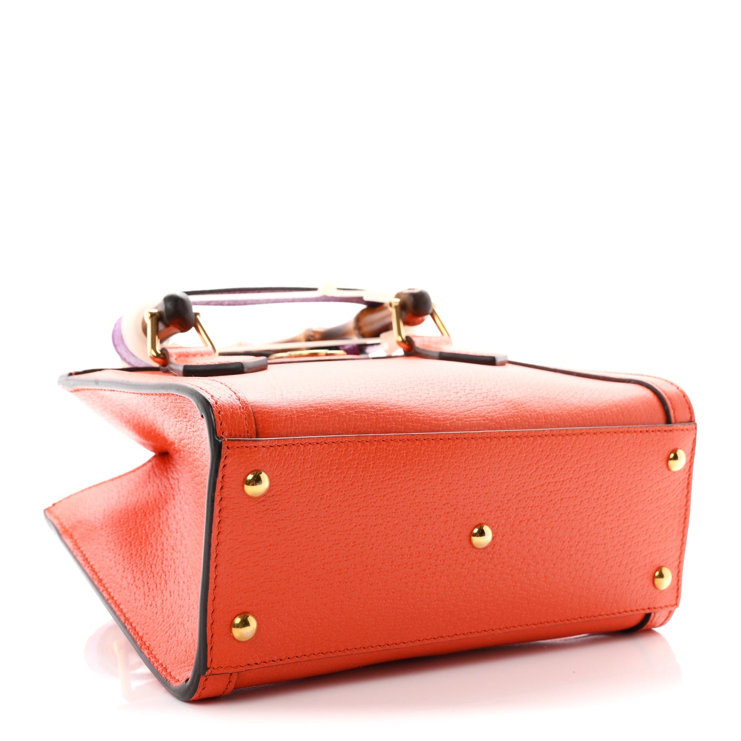 Textured Dollar Calfskin Web Mini Diana Tote Bag Deep Orange Spicy Cyclamin