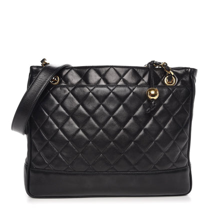 Chanel Lambskin Quilted Shopping Tote Black 1 of 7