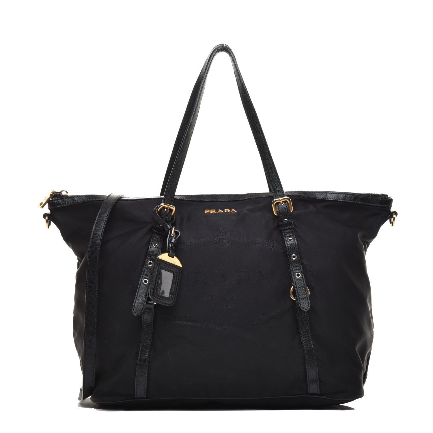Prada Tessuto Nylon Saffiano Tote Black 1 of 8