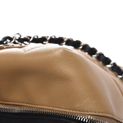 Chanel Calfskin Quilted Feather Weight Bowling Bag Black Beige 9 of 13